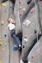 Kid rock climbing Royalty Free Stock Photo