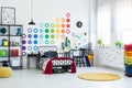 Kid room with dots pattern Royalty Free Stock Photo
