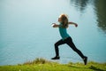 Kid runners in park. Little boy at athletics competition race. Young athlete in training. Runner exercising. Jogging for Royalty Free Stock Photo