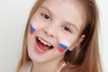 Kid and Russian flag Royalty Free Stock Photo