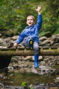 Kid's adventures in forest Royalty Free Stock Photo