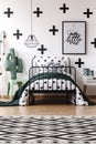 Kid`s bedroom with geometric carpet Royalty Free Stock Photo