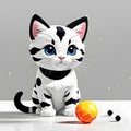 Kid\'s 3D Coloring Adventure: Playful Kitty & Ball Fun