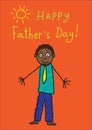 Kid`s drawing. Father`s day. African man in the picture