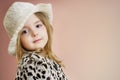 Kid's fashion background.Lovely child girl portrait. Young model Royalty Free Stock Photo