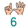 Kid`s hand showing the number six hand sign. Royalty Free Stock Photo