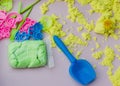 Kid`s hands with kinesthetic sand