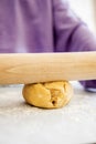 Kid\'s Hands Rolling Shortcrust Dough closeup