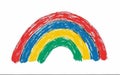 Kid\'s rainbow crayon drawing. Royalty Free Stock Photo