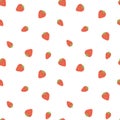 Kid`s seamless pattern. Smiling strawberry. Fruit fashion print. Cartoon berry. Design elements for baby textile or clothes. Hand Royalty Free Stock Photo