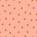 Kid`s seamless pattern. Smiling watermelon. Exotic fruit fashion print. Design elements for baby textile or clothes. Hand drawn