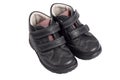 Kid's shoes from the black leather Royalty Free Stock Photo