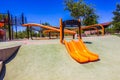 Kid`s Slide & Unique Netting Climbing Playground Equipment At Public Park