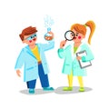 Kid Scientists Doing Chemical Experiment Vector Illustration Royalty Free Stock Photo