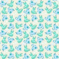 Kid seamless pattern with cartoon blue dogs Royalty Free Stock Photo