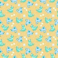 Kid seamless pattern with cartoon blue dogs Royalty Free Stock Photo