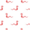 Kid Seamless Vector Pattern with Cute Cartton Worms