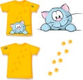 Kid shirt with cute cat peeking printed