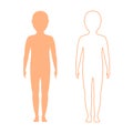 Kid silhouette contour on white background, vector.