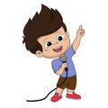 Kid sing a song.vector and illustration. Royalty Free Stock Photo