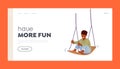 Kid Sitting on Seesaw Landing Page Template. Happy Boy Swing on Playground. Little Child Character Sit on Teeterboard