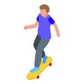 Kid skateboarding icon, isometric style Royalty Free Stock Photo