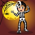 Kid skeleton halloween costume full moon