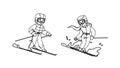 kid skiing vector