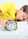 Kid sleep with Alarm Clock