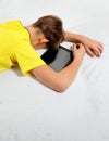 Kid sleep with Tablet Computer Royalty Free Stock Photo