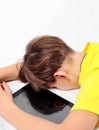 Kid sleep with a Tablet Computer Royalty Free Stock Photo