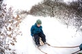 Kid on the sleigh Royalty Free Stock Photo