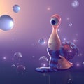 Kid snail in dreamy environment with lights