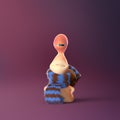 Kid snail in upset mood on a colorful background