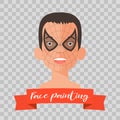 Kid with spider face painting vector illustrations