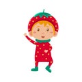 Kid In Strawberry Costume. Vector Illustration Royalty Free Stock Photo