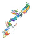 Kid style map of Okinawa Island.