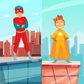 Kid Superhero Vertical Banners Royalty Free Stock Photo