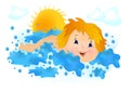 Kid swimming, cdr vector Royalty Free Stock Photo
