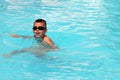 Kid in swimming pool stock photo silhouette