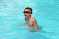 Kid in swimming pool stock photo silhouette