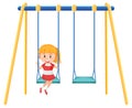 Kid on swing set playground on white background Royalty Free Stock Photo