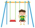 Kid on swing set playground on white background Royalty Free Stock Photo