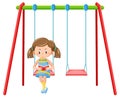 Kid on swing set playground on white background Royalty Free Stock Photo