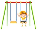 Kid on swing set playground on white background Royalty Free Stock Photo