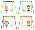 Kid on swing set playground on white background Royalty Free Stock Photo