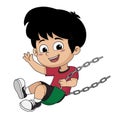 Kid on swing.vector and illustration. Royalty Free Stock Photo
