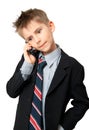 Kid talking on a cell phone Royalty Free Stock Photo