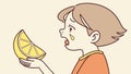 Kid Tasting Sour Lemon, Fun Face Expression, vector design Generative AI Royalty Free Stock Photo