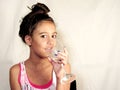 Kid teen drinking water